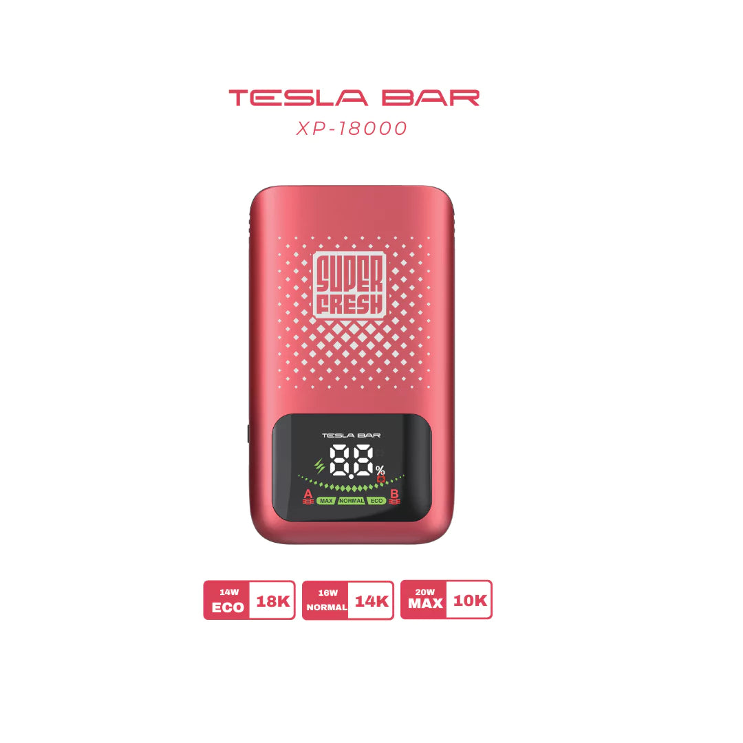 Super Fresh Tesla Bar XP-18000 Red – powerful vape with 3 modes and airflow control