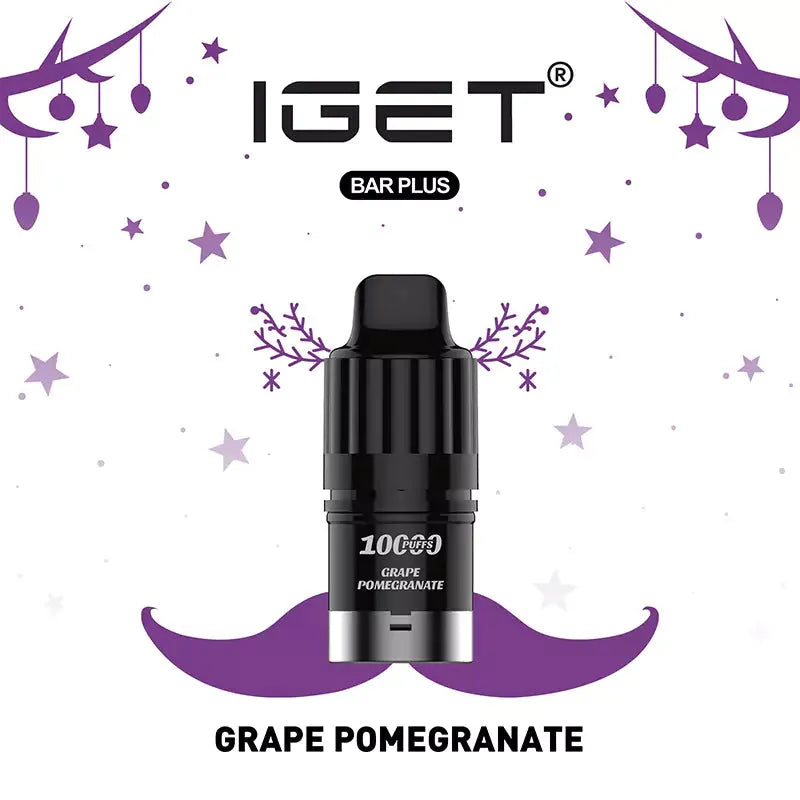IGET Bar Plus 10000 Grape Pomegranate - 10,000 Puffs, Rechargeable, and Bold Taste