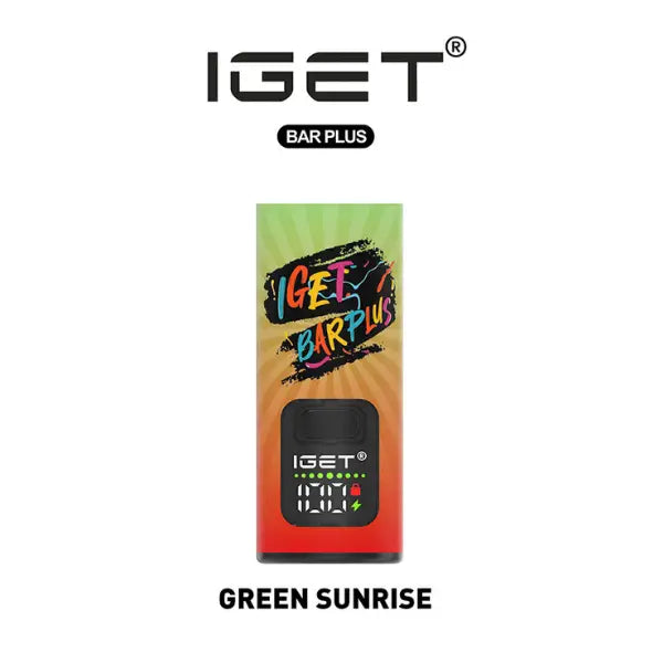 IGET Bar Plus 10000 Device-Green Sunrise – LED Display, Rechargeable Pod & Child Lock
