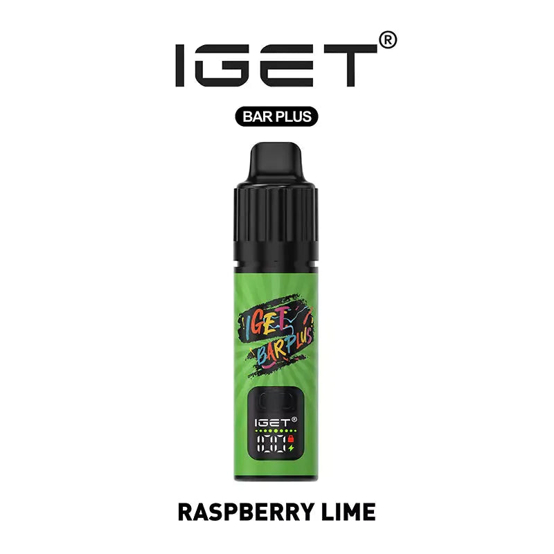 IGET Bar Plus 10000 kit Raspberry Lime flavor with tart raspberry and zesty lime